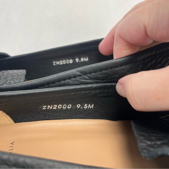 Aquatalia Carlina Block Heel Penny Loafer Square Toe Leather Black Size 9.5M 9.5 - Picture 10 of 12